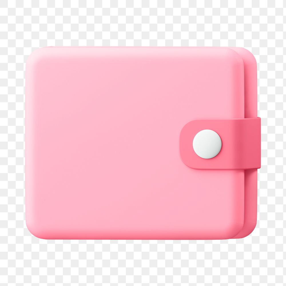 Pink wallet png sticker, 3D digital money icon, object illustration on transparent background