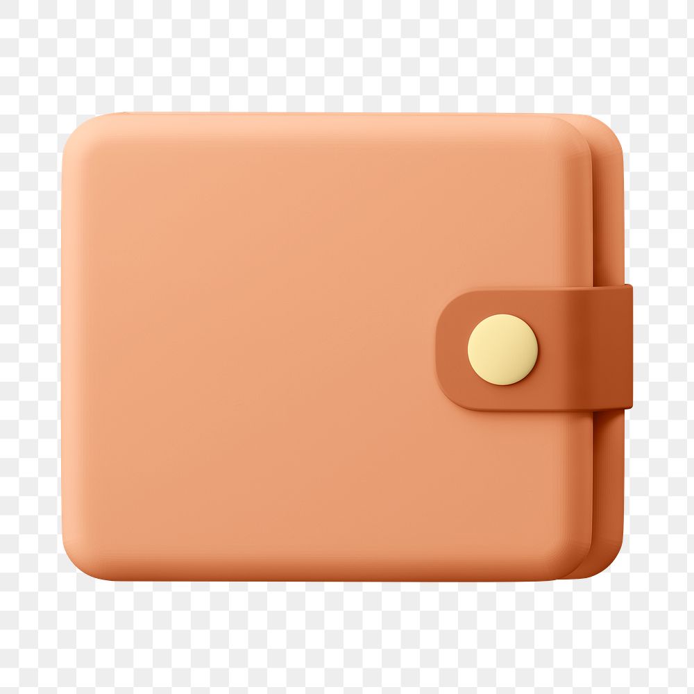 Brown wallet png sticker, 3D digital money icon, object illustration on transparent background