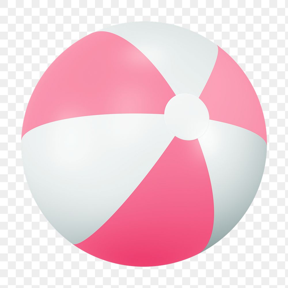 Pink beach ball png sticker, summer 3D cartoon transparent background