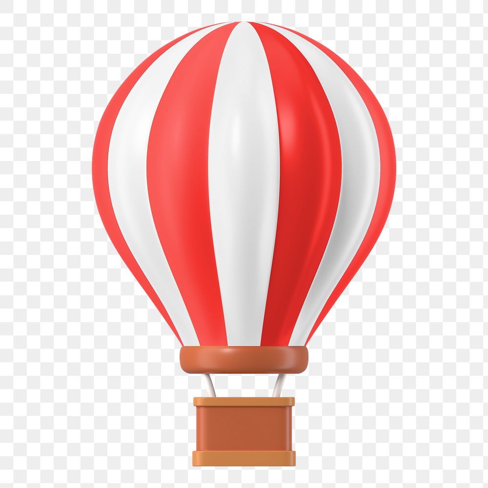 Hot air balloon png sticker, travel 3D cartoon on transparent background