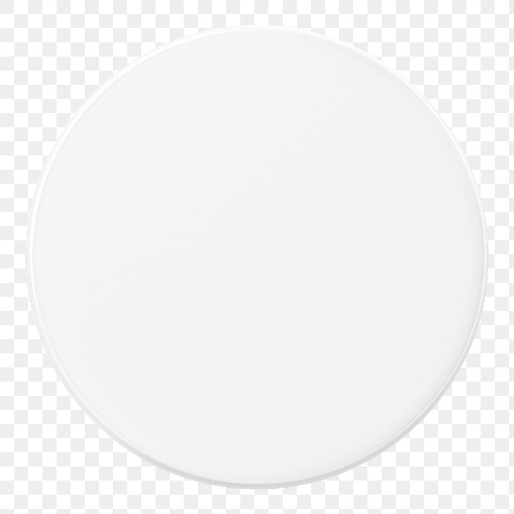 White circle png sticker, 3D cartoon transparent background