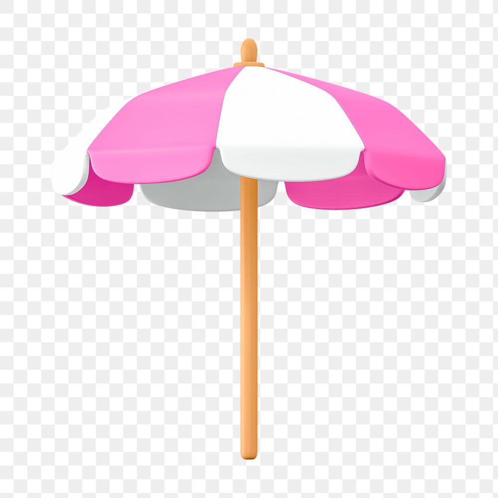 Beach umbrella png sticker, summer 3D cartoon transparent background