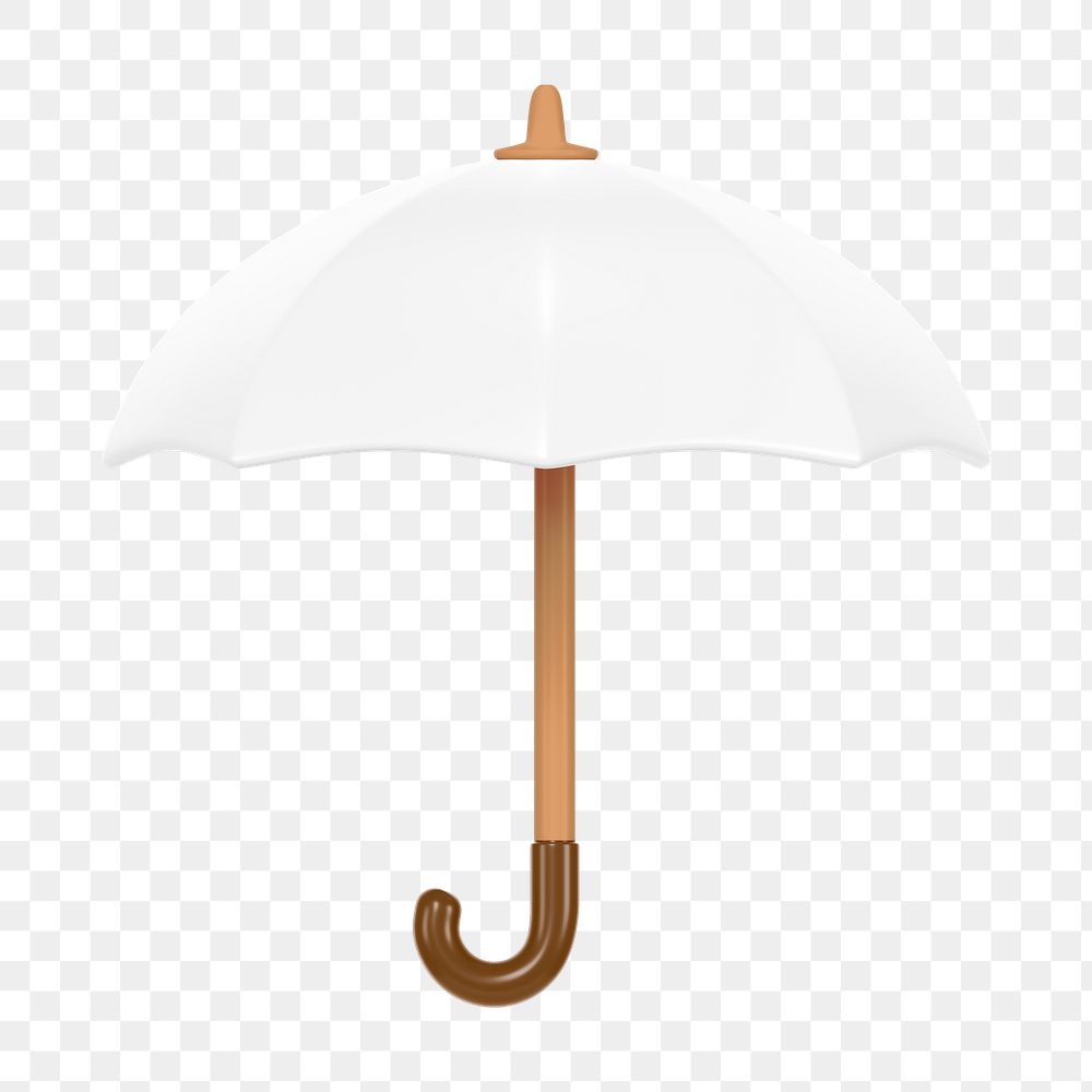 White umbrella png sticker, protection 3D cartoon transparent background