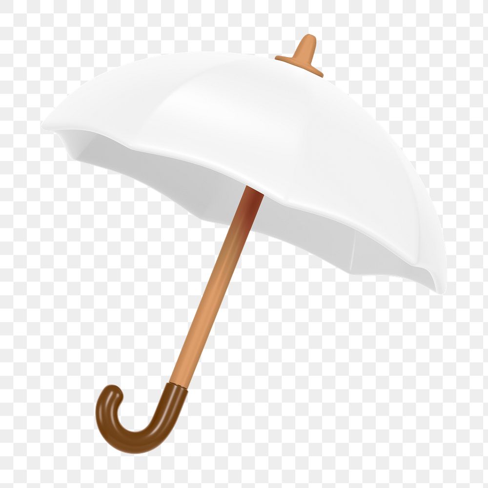 White umbrella png sticker, protection 3D cartoon transparent background