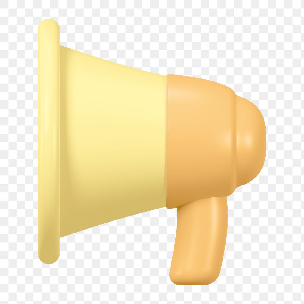 Pastel megaphone png sticker, yellow 3D illustration on transparent background