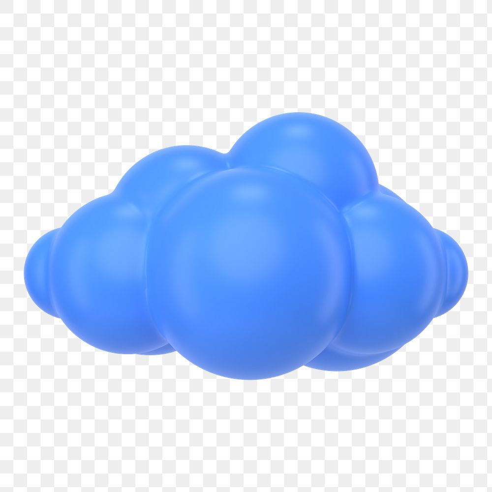 3d rendering png cloud sticker, cute collage element on transparent background