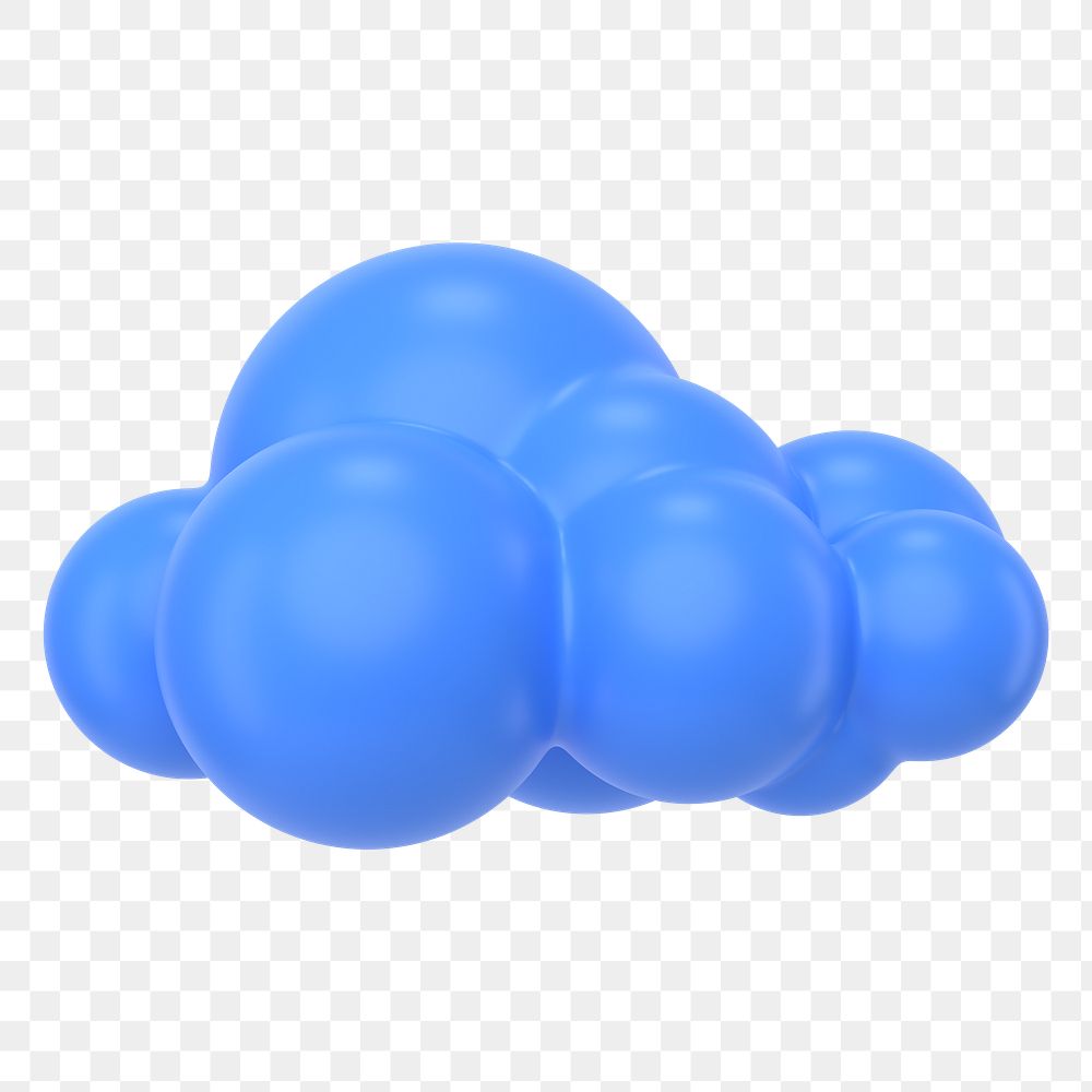 Blue cloud png sticker, 3D illustration, weather graphic
