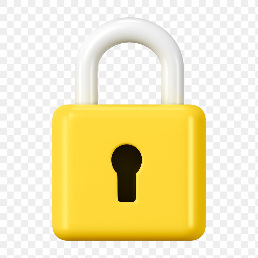 3D lock png clipart, data security graphic on transparent background