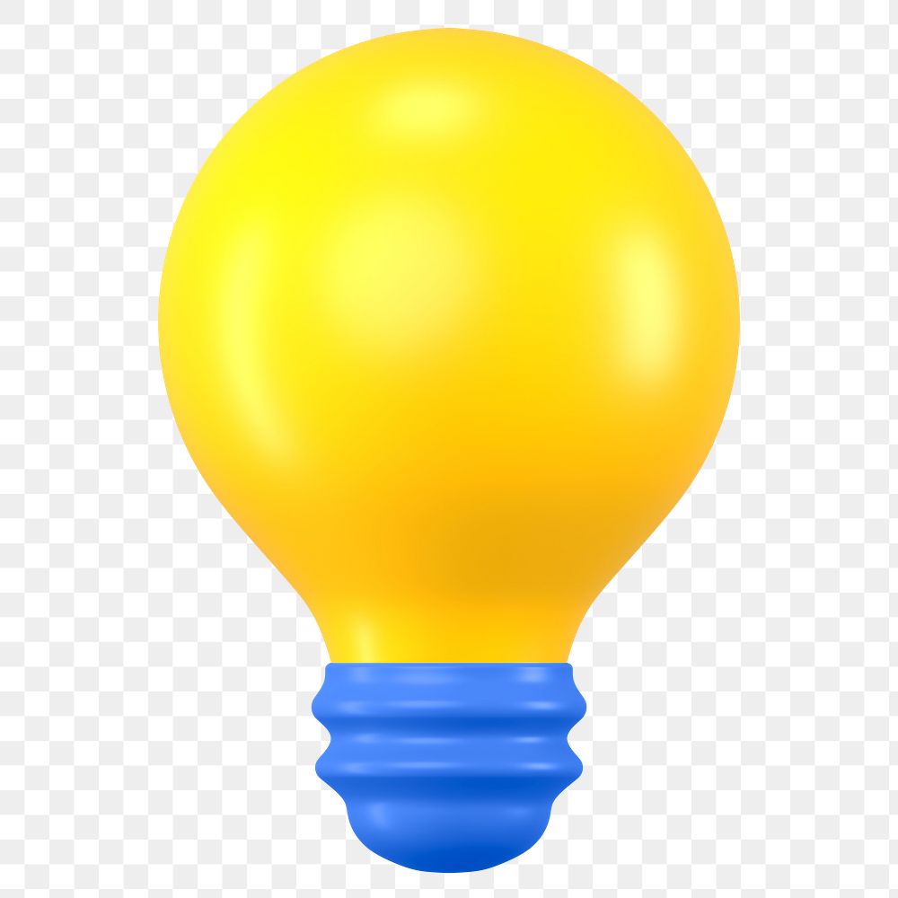 3D light bulb png sticker, education graphic on transparent background