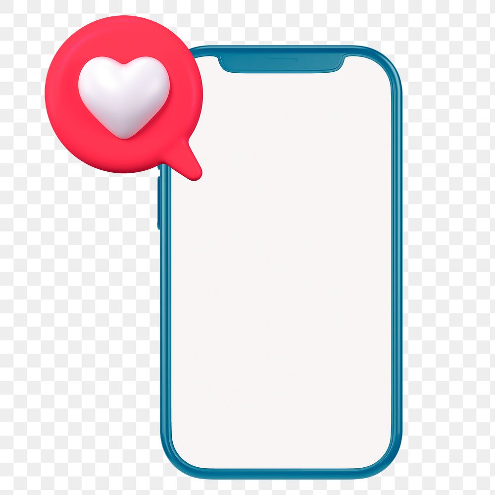 Heart notification png clipart, mobile phone, social media graphic on transparent background