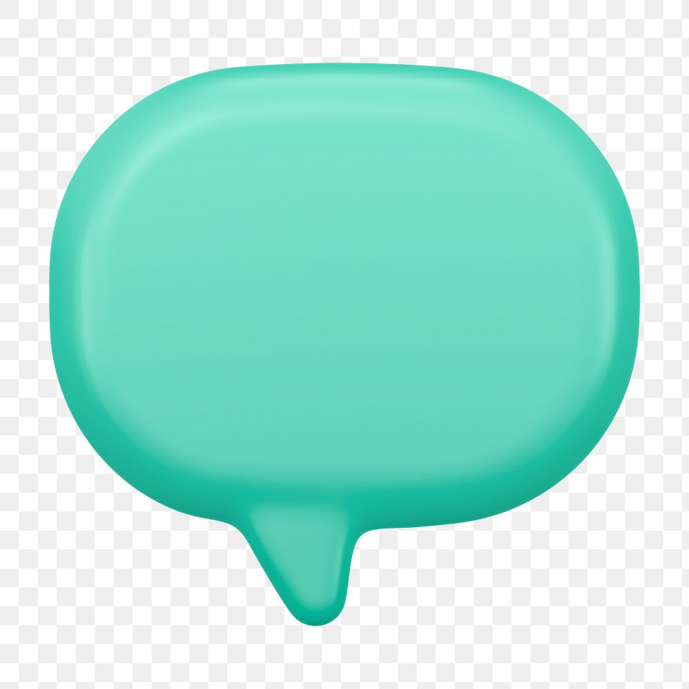 Green png speech bubble sticker, 3D shape, marketing graphic on transparent background