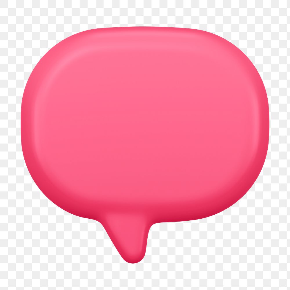 Red png speech bubble sticker, 3D shape, marketing graphic on transparent background