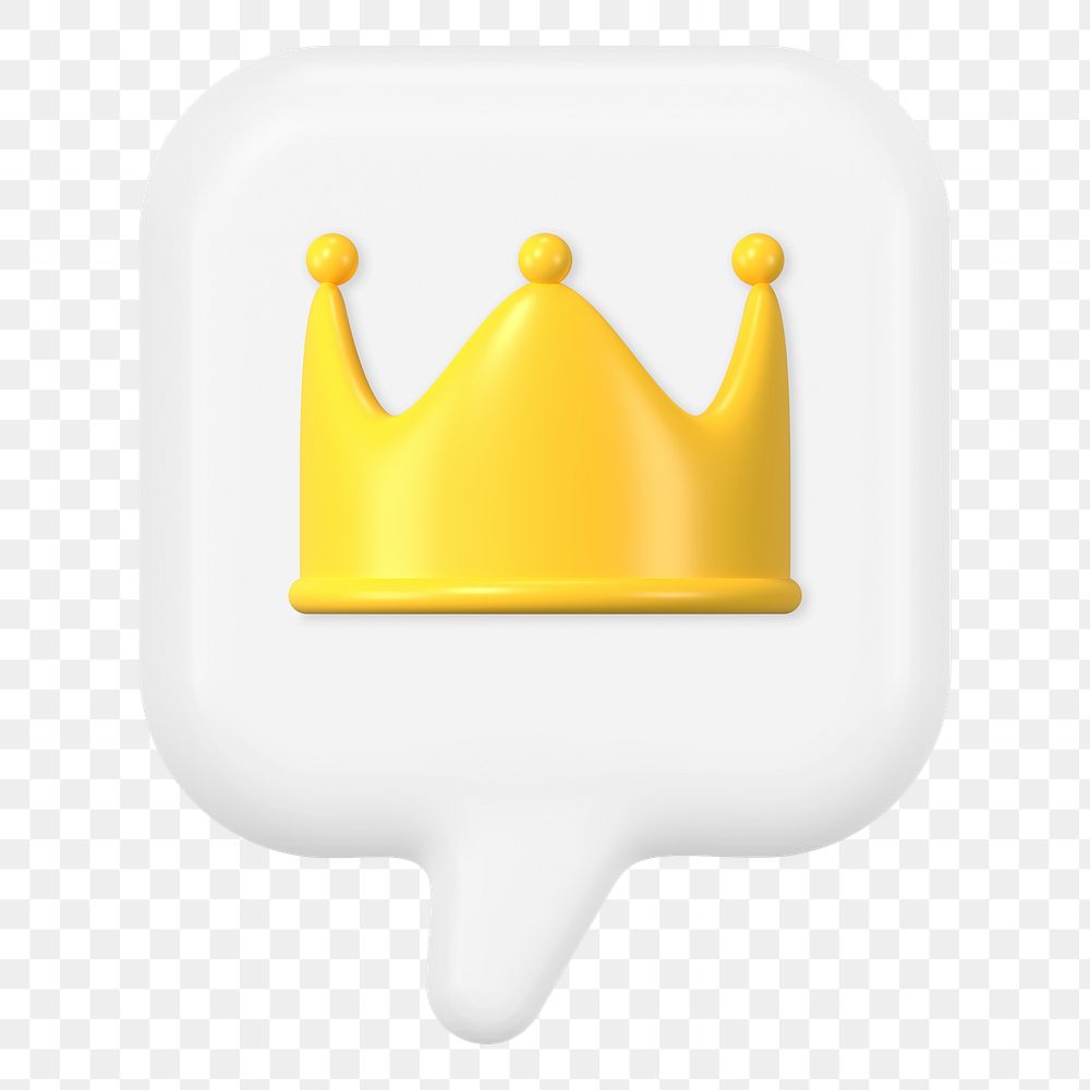 Crown ranking png, 3D clipart, social media trend 