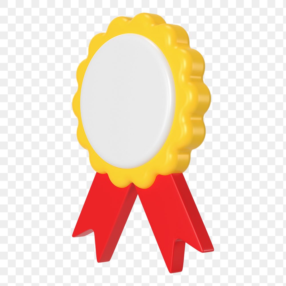 3D medal png sticker, gold prize for 1st place on transparent background