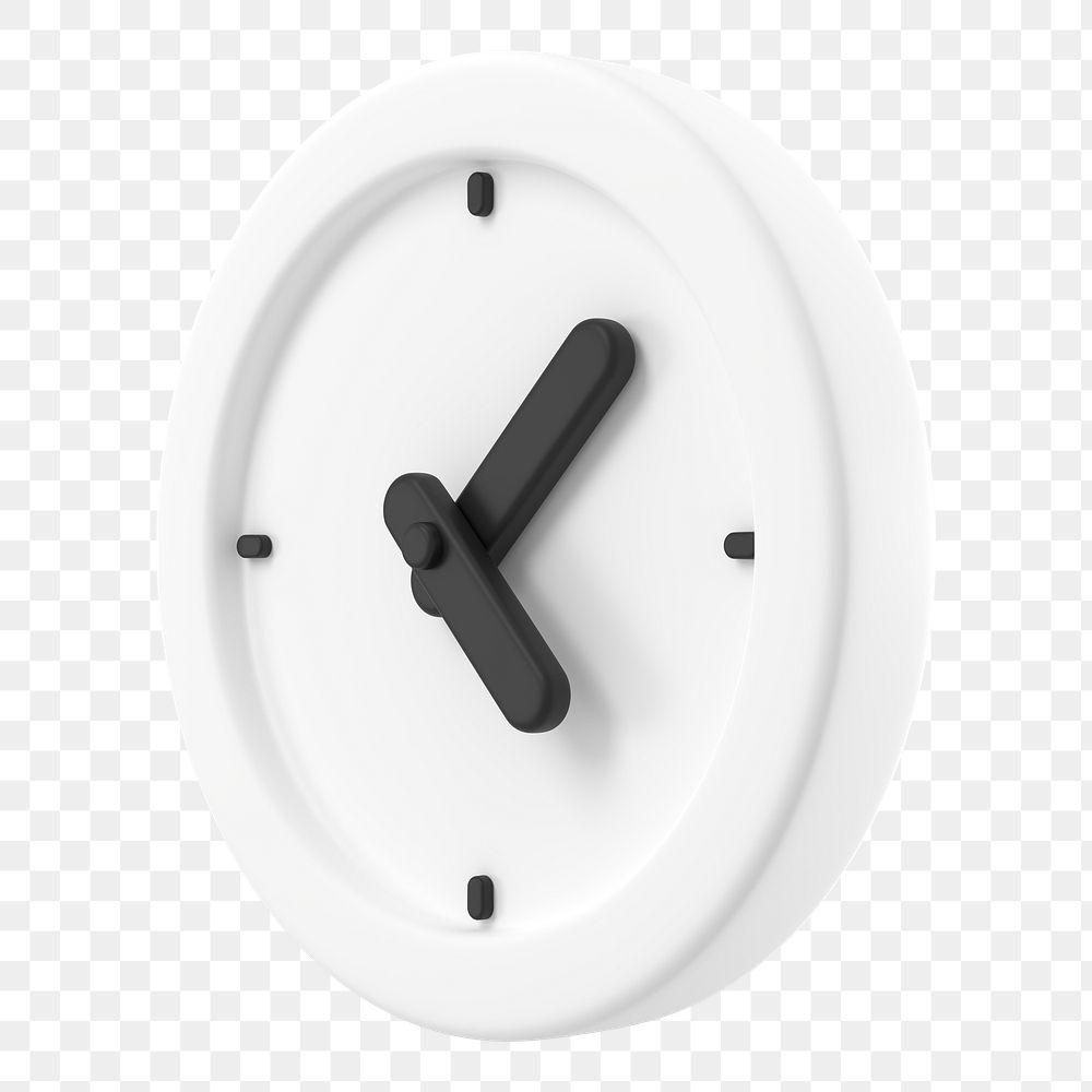 White clock png clipart, 3D punctuality symbol on transparent background