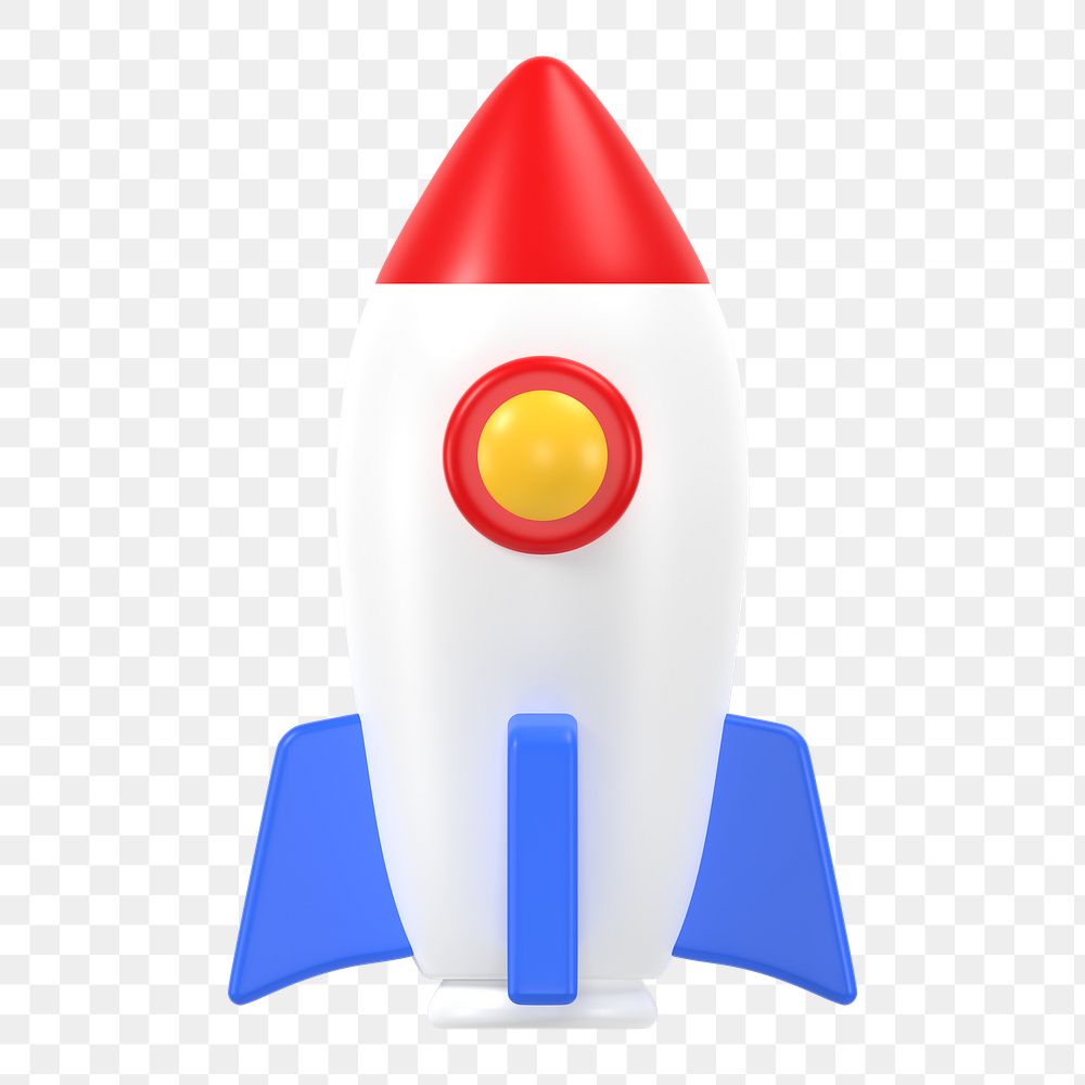 3D rocket png sticker, aerospace symbol on transparent background