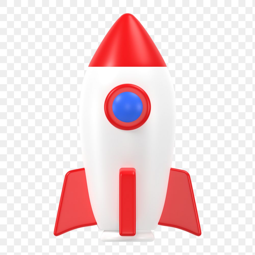 3D rocket png sticker, science education symbol on transparent background