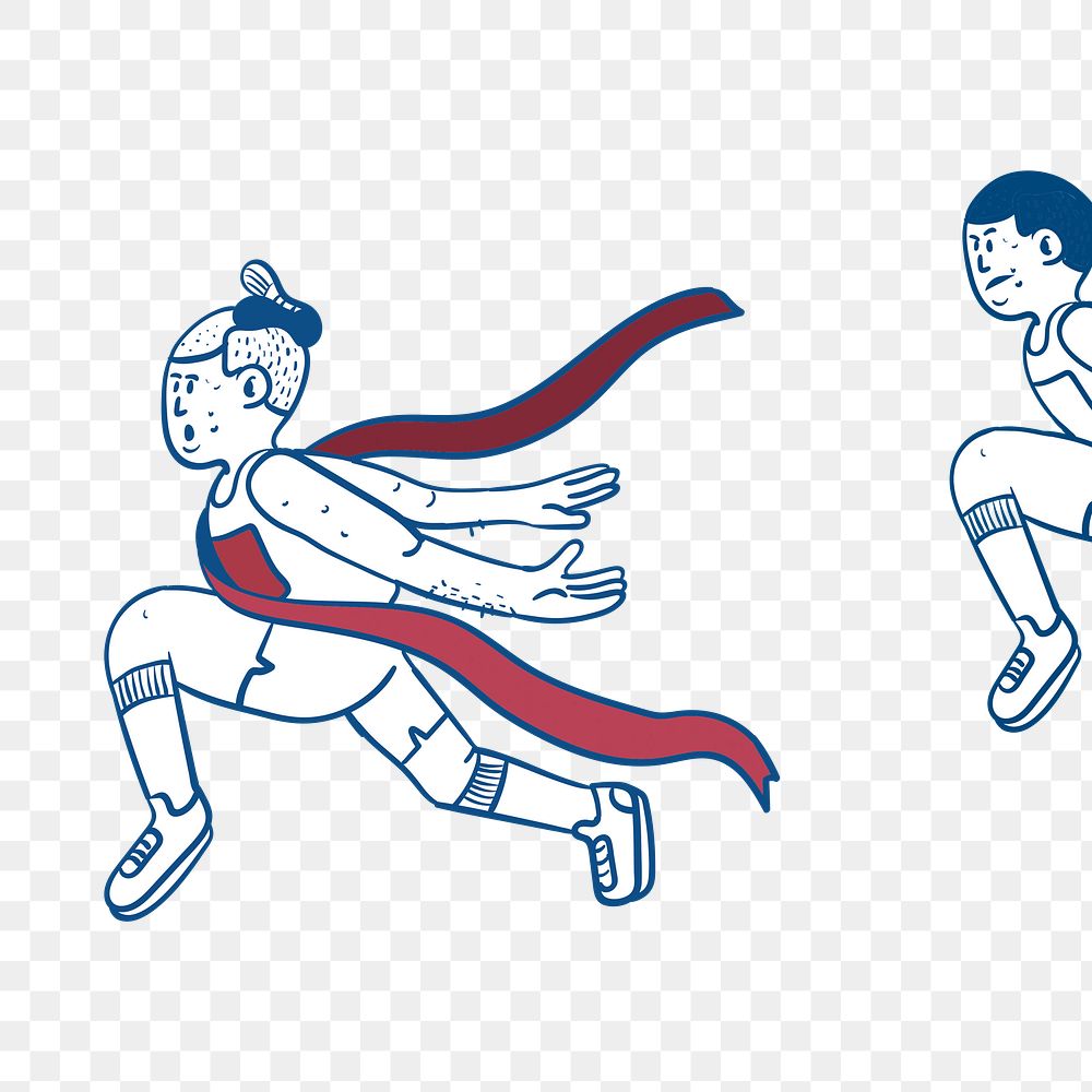 Running athlete png reaching goal cartoon, transparent background