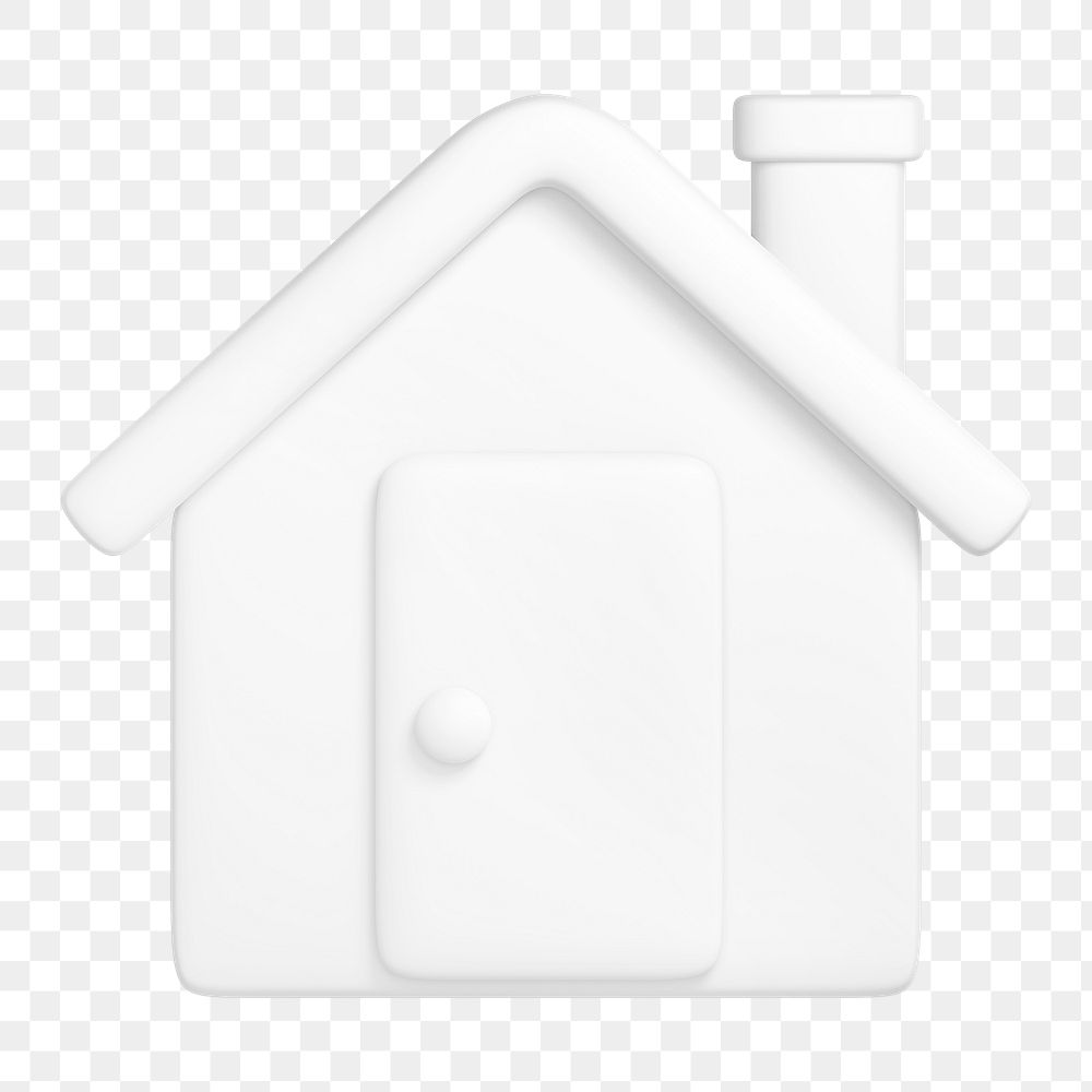 White house png, home icon sticker, 3D rendering, transparent background