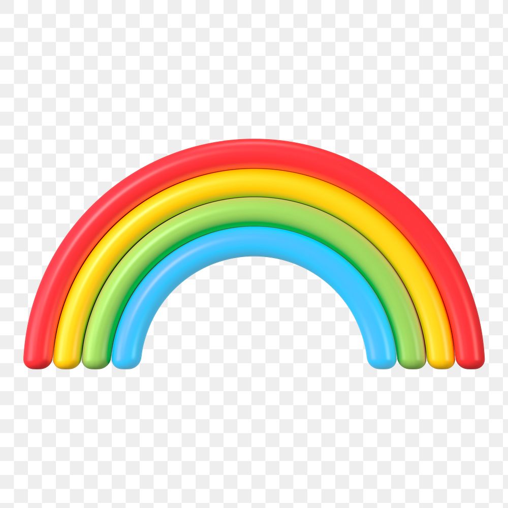 Rainbow png icon sticker, 3D rendering, transparent background
