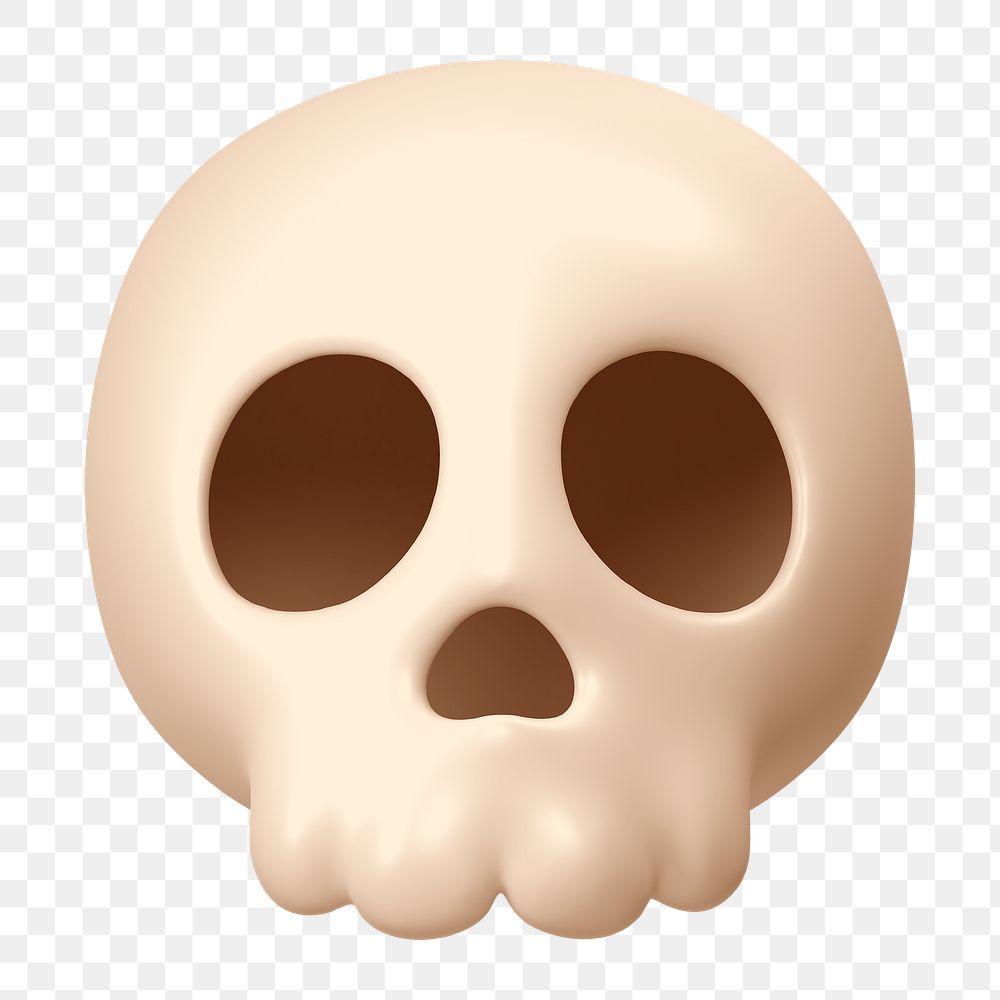 Human skull png icon sticker, 3D rendering, transparent background