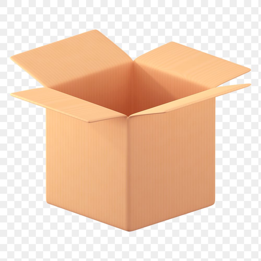 Open box icon  png sticker, 3D rendering illustration, transparent background