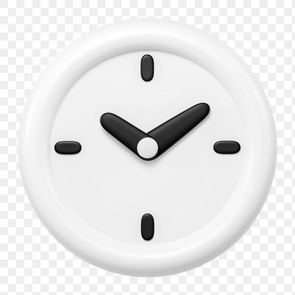 Clock icon  png sticker, 3D rendering illustration, transparent background