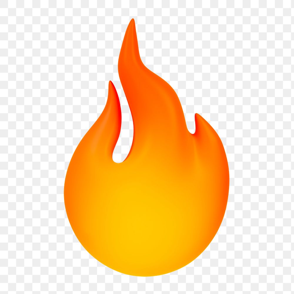 Flame icon  png sticker, 3D gradient design, transparent background