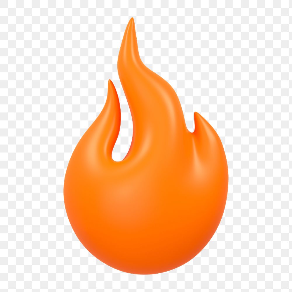 Flame icon  png sticker, 3D rendering illustration, transparent background