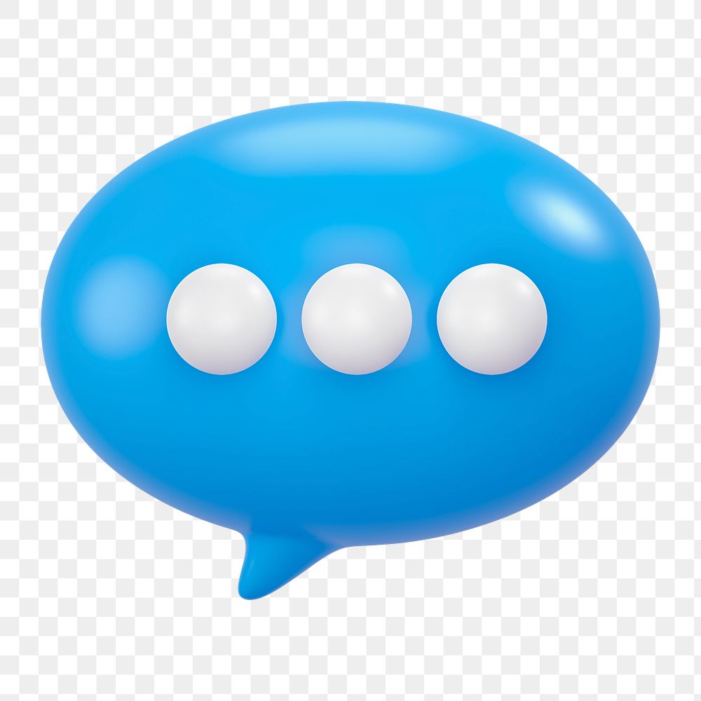 Speech bubble icon  png sticker, 3D rendering illustration, transparent background