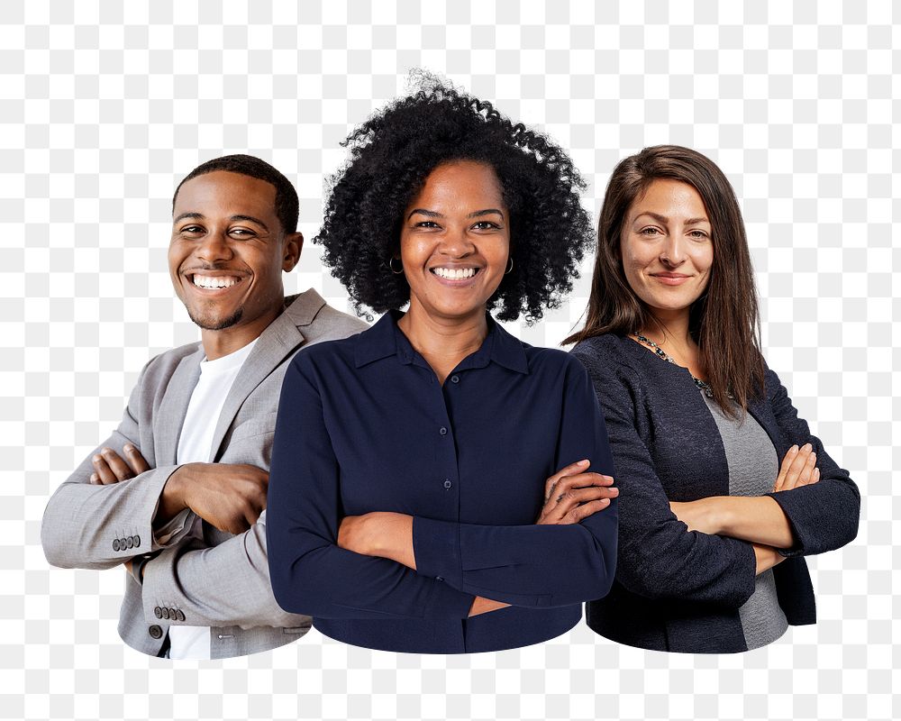PNG Confident business team, collage element on transparent background