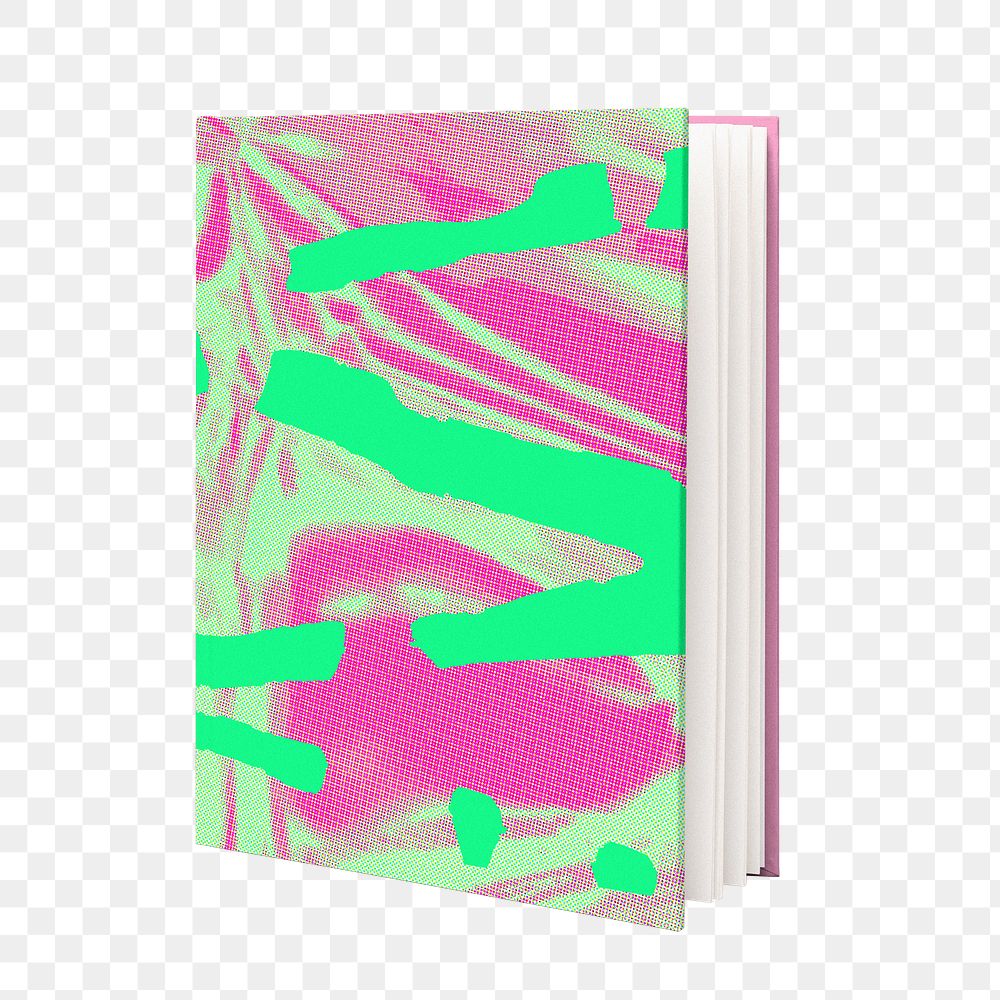 Neon book png journal sticker, transparent background