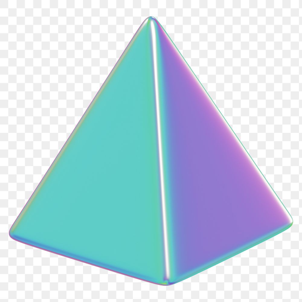 Metallic pyramid png geometric shape, transparent background