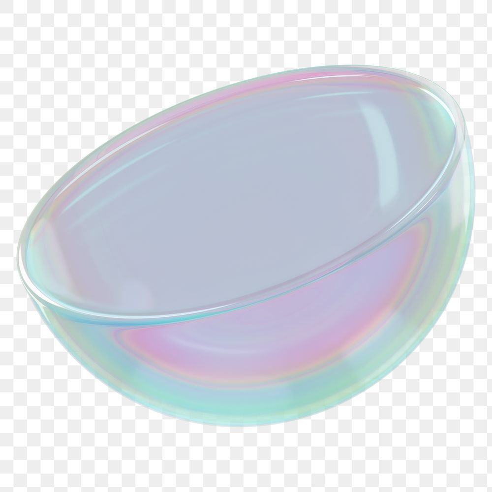 Half sphere png holographic geometric shape, transparent background