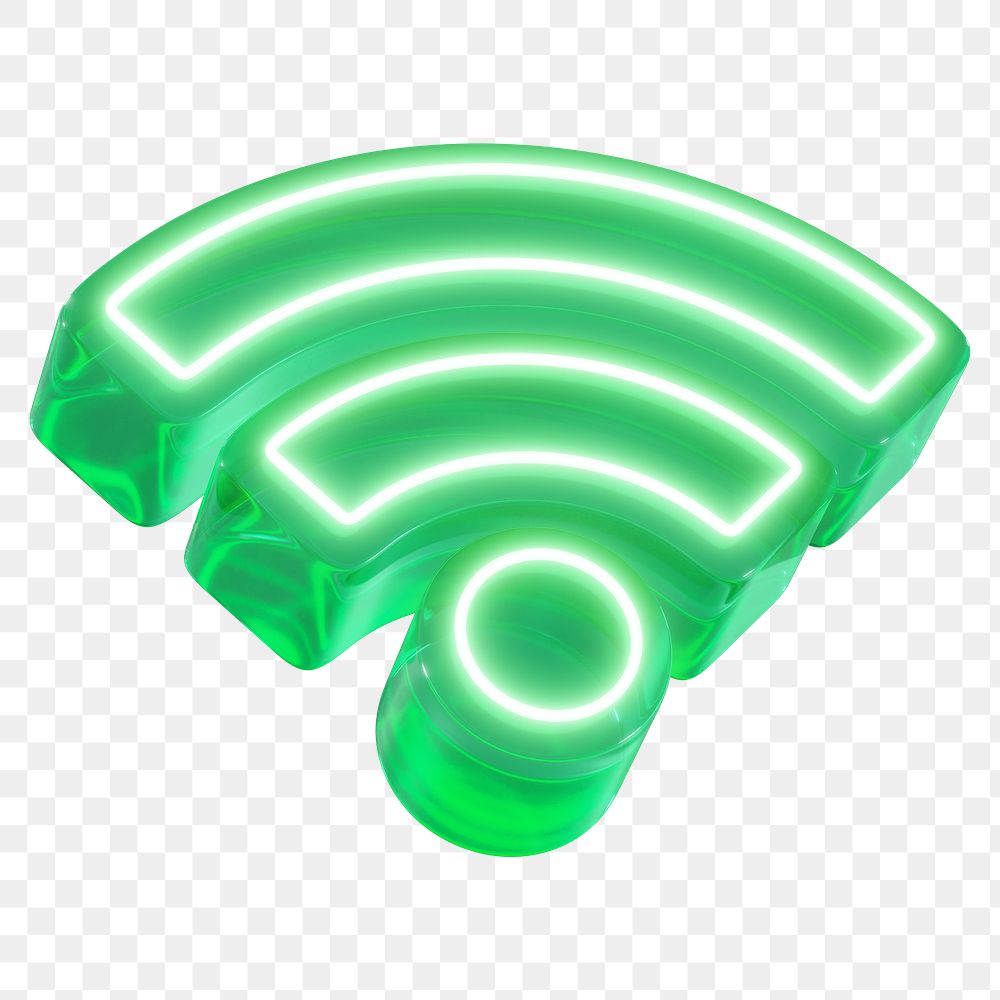 Wifi png 3D neon icon, transparent background