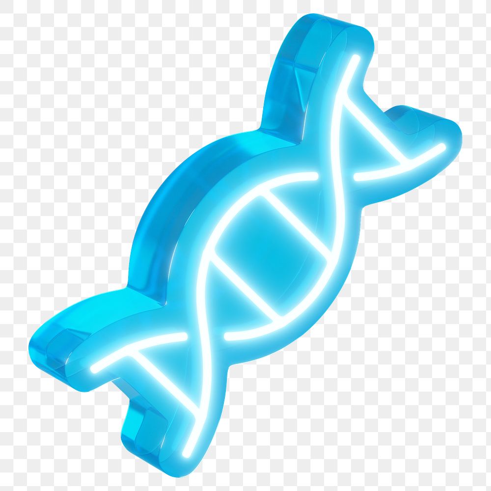 DNA helix png 3D neon, transparent background