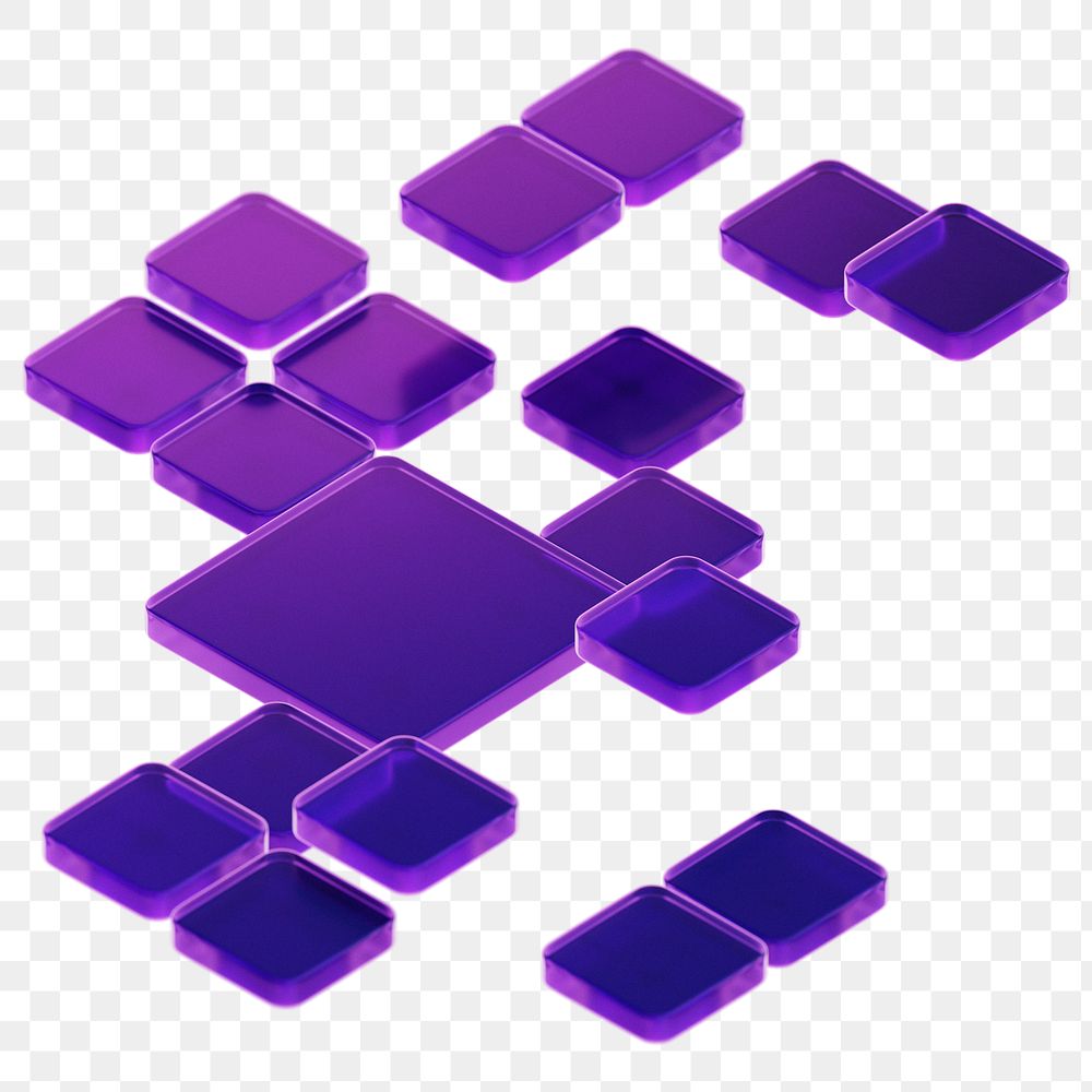 Purple squares png digital geometric, transparent background
