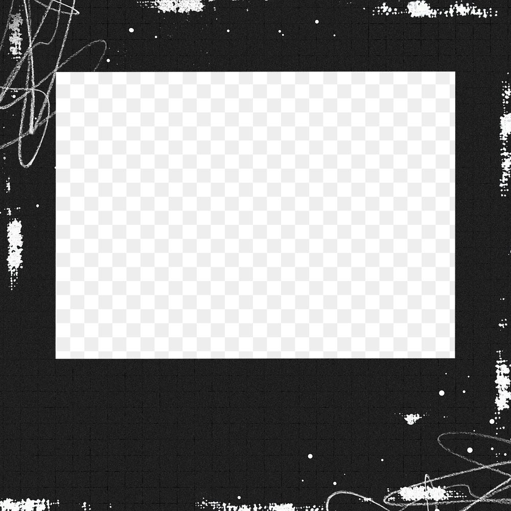 Black textured png frame, transparent background