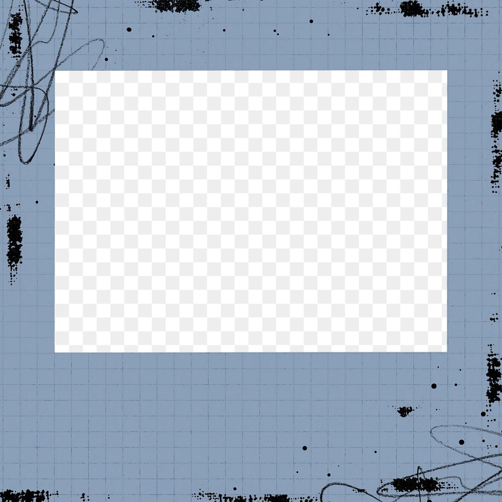 Blue grid png frame, transparent background