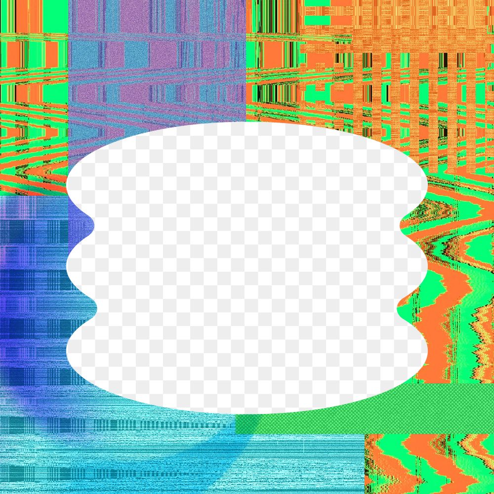 VHS glitch png abstract frame, distortion effect, transparent background