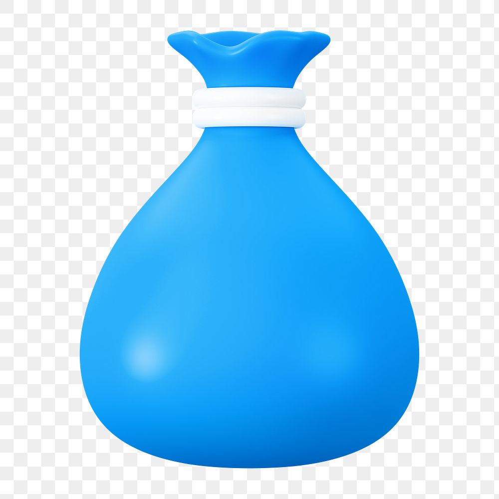 PNG 3D blue money bag, element illustration, transparent background