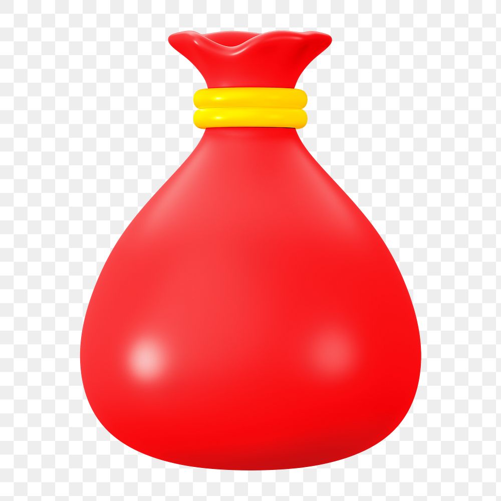 PNG 3D red money bag, element illustration, transparent background
