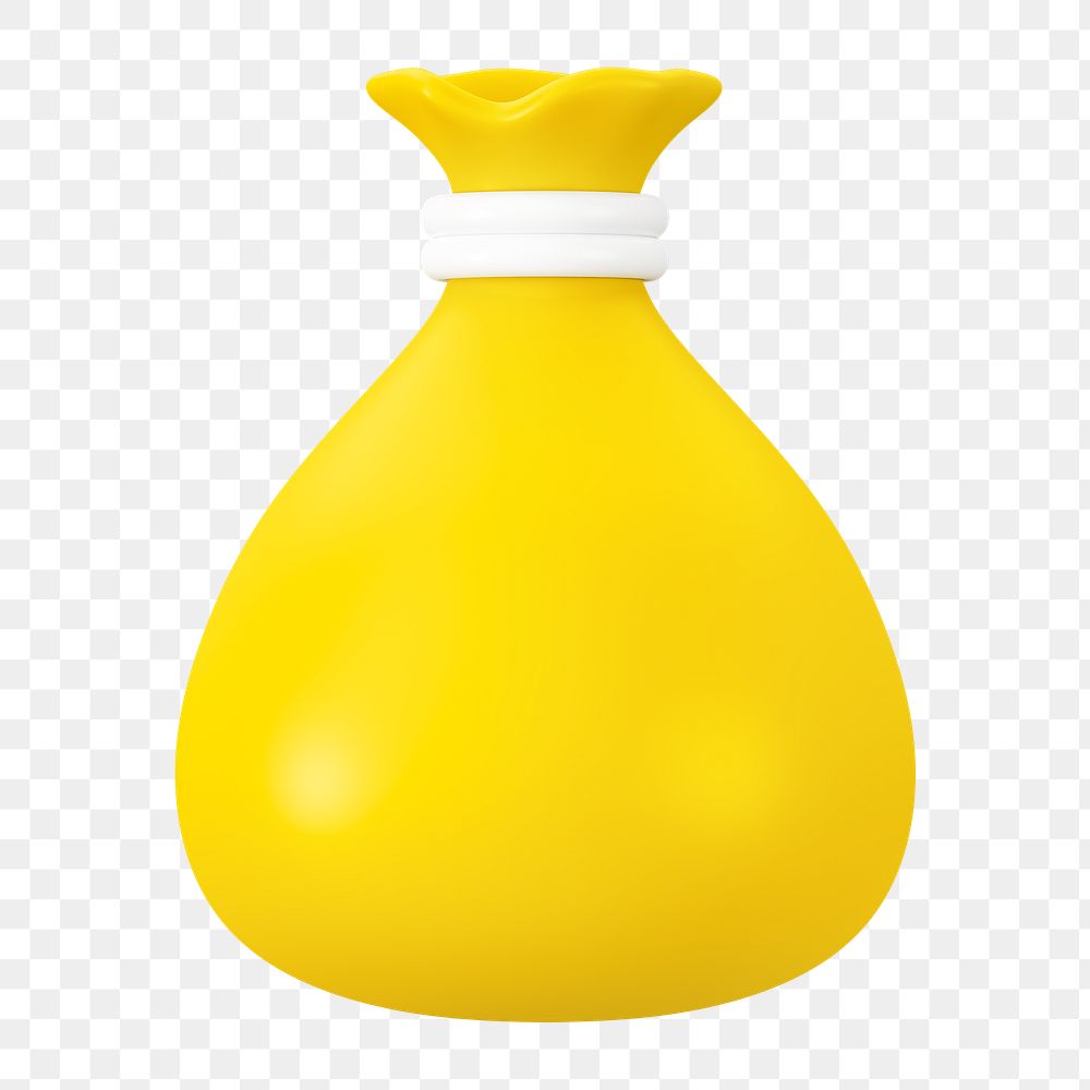 PNG 3D yellow money bag, element illustration, transparent background