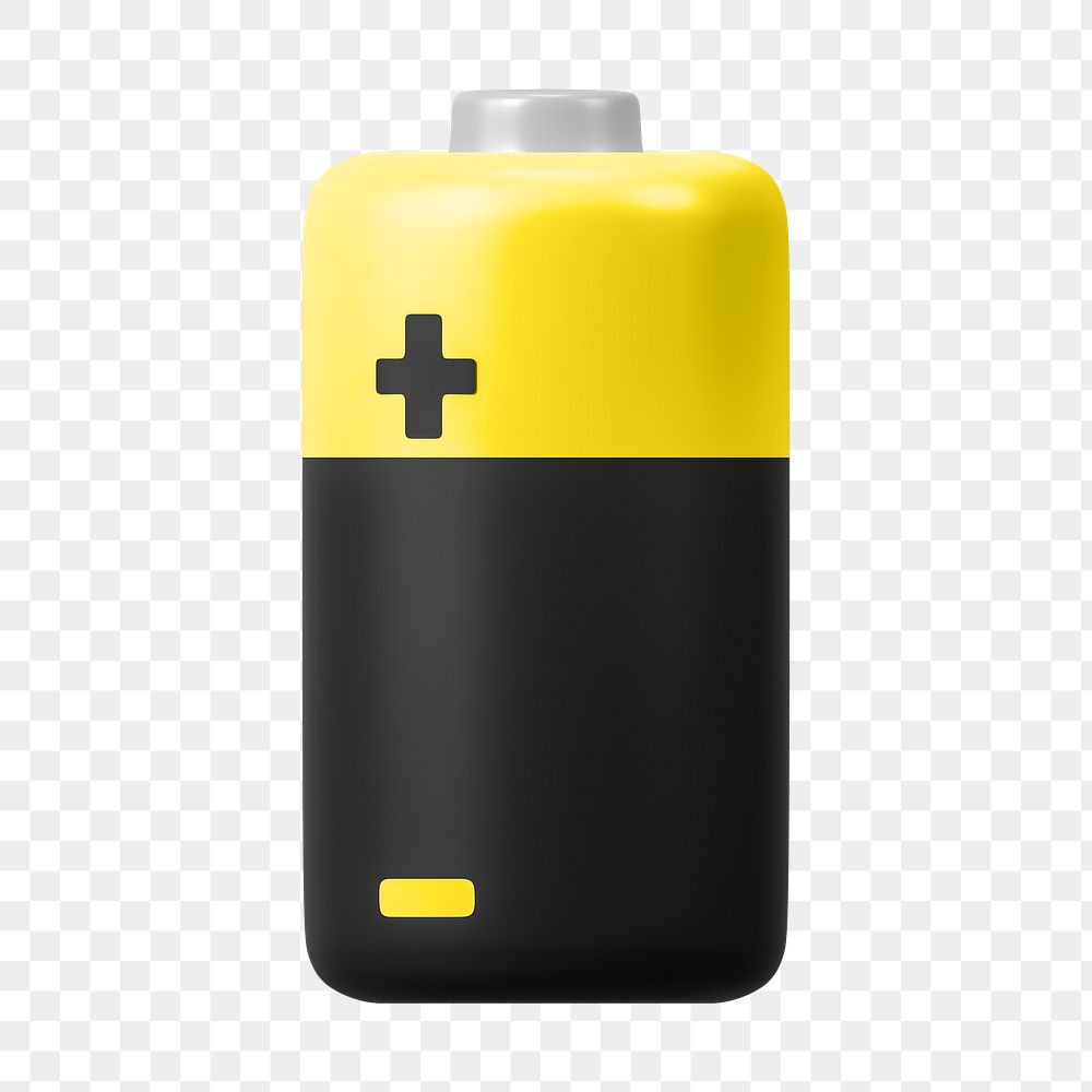 PNG 3D battery, element illustration, transparent background