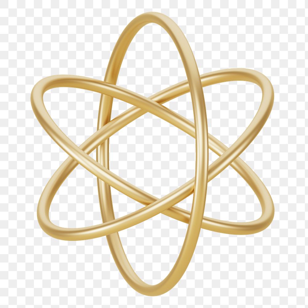 PNG 3D gold atom, element illustration, transparent background