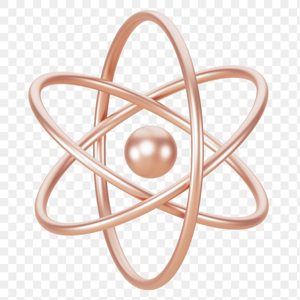 PNG 3D metallic atom, element illustration, transparent background