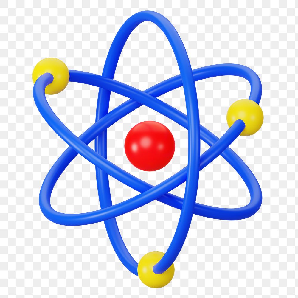 PNG 3D atom, element illustration, transparent background