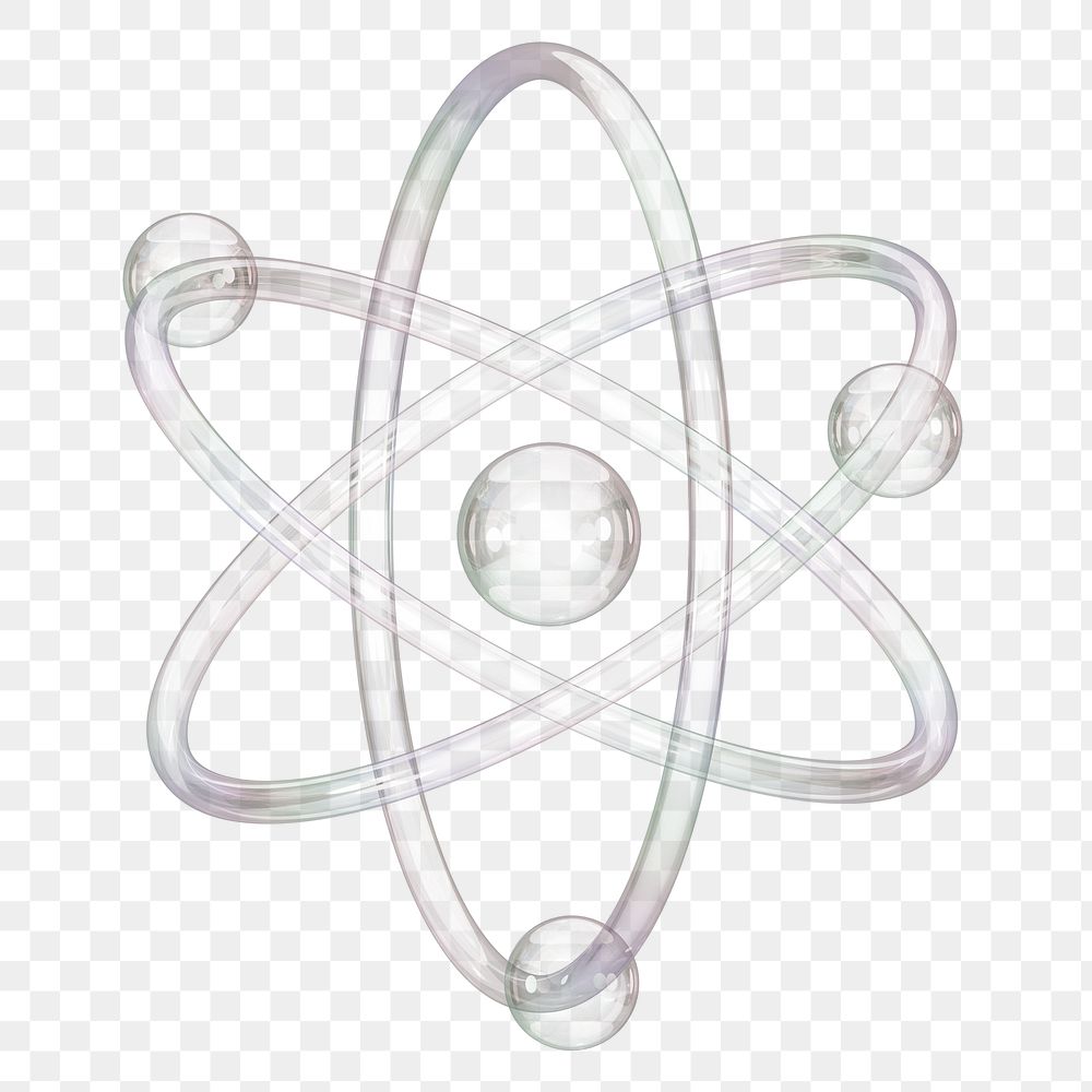 PNG 3D clear atom, element illustration, transparent background