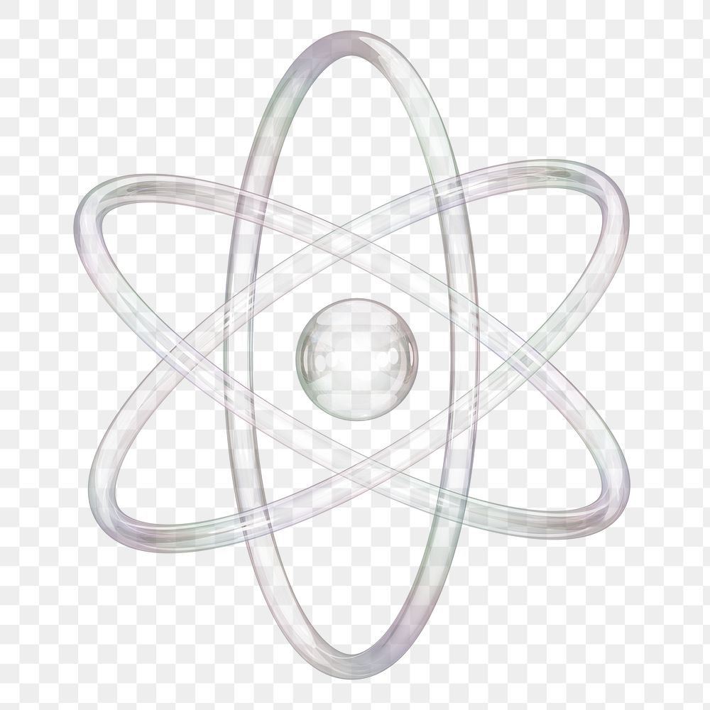 PNG 3D clear atom, element illustration, transparent background