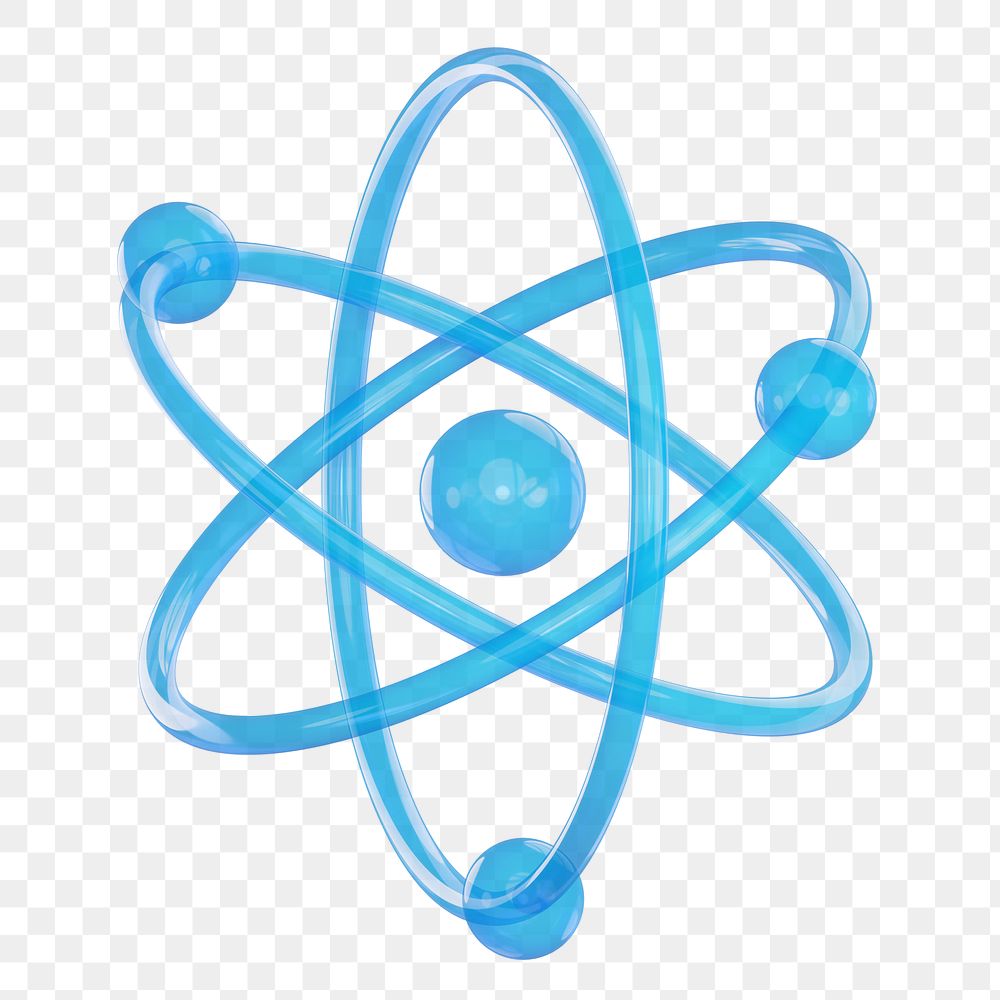 PNG 3D blue atom, element illustration, transparent background